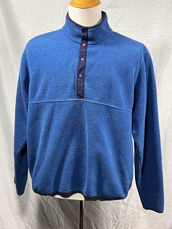 L.L. Bean Other - L.L. Bean Mens Large Blue Fleece Snap Pullover USA Made Outdoor Sweater